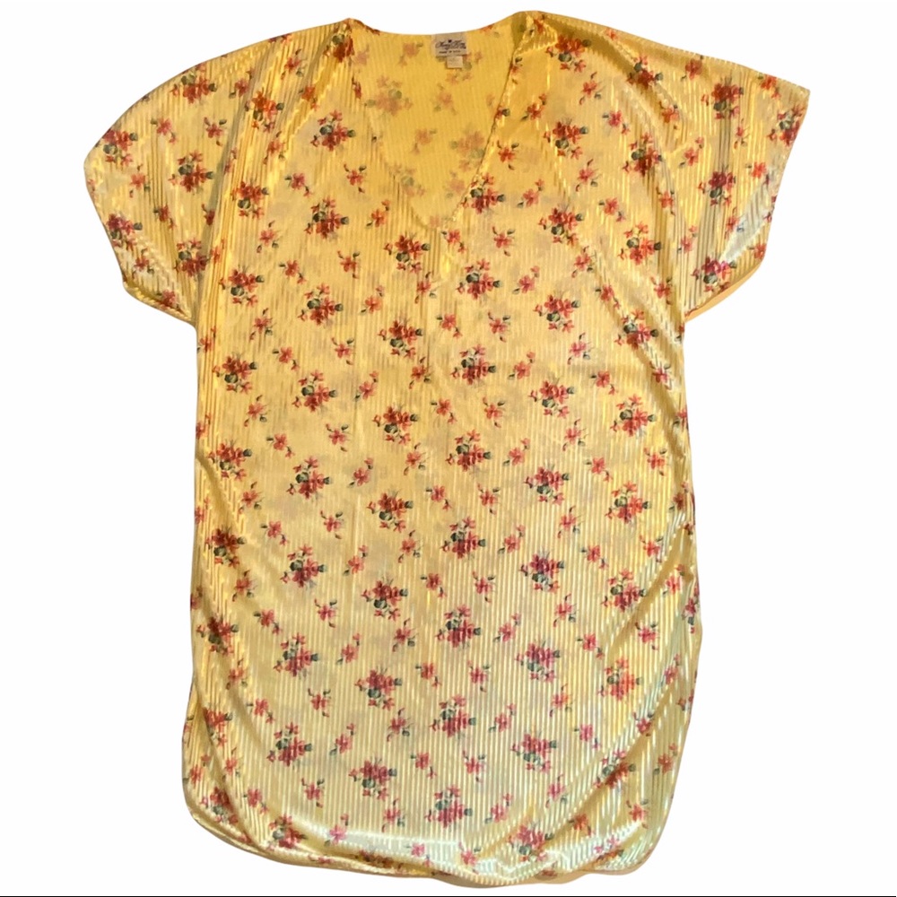 Nancy King Lingerie Yellow Pink Floral Silky Gown - Picture 1 of 9
